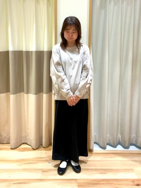 「袖ボリューム」｜「アイテム（スカート）」を使った、しば。さん（レディース・152cm）の春コーディネート