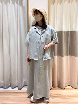 「Samansa Mos2 blue（サマンサモスモスブルー）のアイテム（帽子）」を使った、しば。さん（骨格ウェーブ・レディース・152cm）の春コーディネート