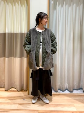 「ファーベスト」｜「アイテム（ブルゾン）」を使った、しば。さん（レディース・152cm）の秋コーディネート