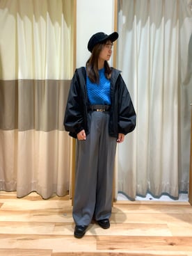 「Samansa Mos2 blue（サマンサモスモスブルー）のアイテム（ブルゾン）」を使った、しば。さん（骨格ウェーブ・レディース・152cm）の秋コーディネート