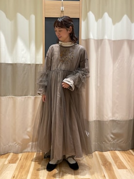 「チュールワンピ」｜おなべ𓍯さん（レディース・156cm）の秋コーディネート