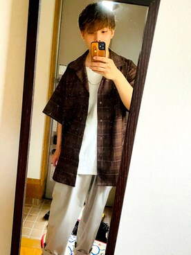 「PUBLUX（パブリュクス）のアイテム（スラックス）」を使った、しんじんさん（メンズ・170cm）の夏コーディネート