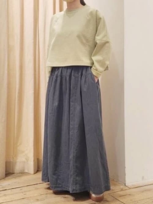 セール】G1083 オールドデニムギャザースカート（デニムスカート  