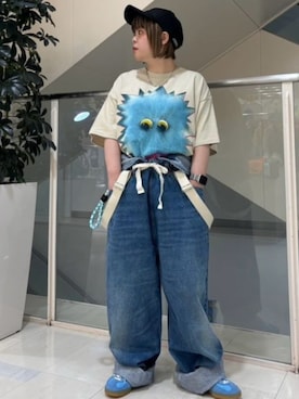 「RNA（アールエヌエー）のアイテム（オールインワン・サロペット）」を使った、RNA MEDIA ZOZOTOWN STAFFさん（レディース・153cm）の夏コーディネート