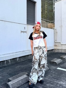 「RNA（アールエヌエー）のM2720 catisticちびラグラン（Tシャツ/カットソー、ホワイト系）」を使った、RNA MEDIA ZOZOTOWN STAFFさん（レディース・163cm）の夏コーディネート