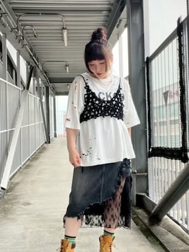 「アイテム（デニムスカート）」を使った、RNA MEDIA ZOZOTOWN STAFFさん（レディース・158cm）の夏コーディネート
