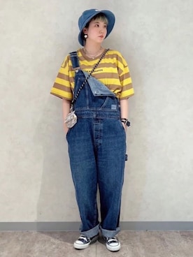 「RNA（アールエヌエー）のアイテム（オールインワン・サロペット）」を使った、RNA MEDIA ZOZOTOWN STAFFさん（レディース・162cm）の夏コーディネート