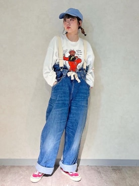 「RNA（アールエヌエー）のアイテム（オールインワン・サロペット）」を使った、RNA MEDIA ZOZOTOWN STAFFさん（レディース・162cm）の春コーディネート
