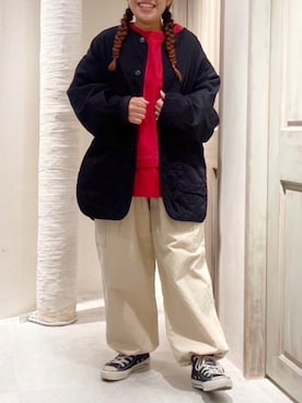 「新星WEARISTAにエントリー」｜「アイテム（ノーカラージャケット）」を使った、RNA MEDIA ZOZOTOWN STAFFさん（レディース・150cm）の冬コーディネート
