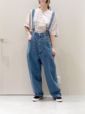 「デニム」｜「アイテム（サロペット/オーバーオール）」を使った、RNA MEDIA ZOZOTOWN STAFFさん（レディース・156cm）の夏コーディネート