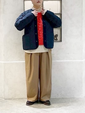 「アイテム（ノーカラージャケット）」を使った、RNA MEDIA ZOZOTOWN STAFFさん（レディース・163cm）の秋コーディネート