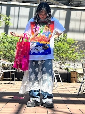 「RNA（アールエヌエー）のアイテム（トートバッグ）」を使った、RNA MEDIA ZOZOTOWN STAFFさん（レディース・158cm）の夏コーディネート