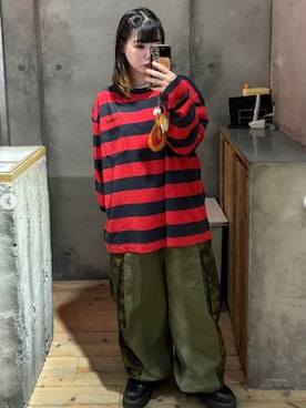 「RNA（アールエヌエー）のR4364 ワーク×ミリタリーリメイクパンツ（その他パンツ、その他）」を使った、RNA MEDIA ZOZOTOWN STAFFさん（レディース・163cm）の夏コーディネート