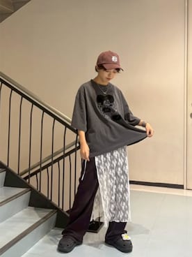 「黒」｜「アイテム（帽子）」を使った、RNA MEDIA ZOZOTOWN STAFFさん（レディース・163cm）の夏コーディネート