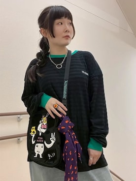 「アイテム（バンダナ/スカーフ）」を使った、RNA MEDIA ZOZOTOWN STAFFさん（レディース・158cm）の秋コーディネート