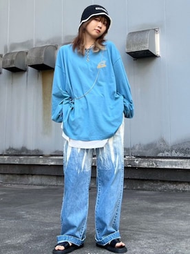 「ブリーチデニム」｜「アイテム（帽子）」を使った、RNA MEDIA ZOZOTOWN STAFFさん（レディース・156cm）の秋コーディネート