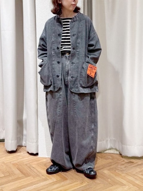 J2146 こだわり加工のフレンチワークジャケット（ノーカラージャケット