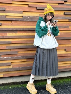 「RNA」｜「アイテム（帽子）」を使った、RNA MEDIA ZOZOTOWN STAFFさん（レディース・162cm）の冬コーディネート