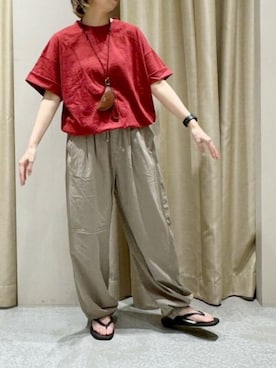 「RNA-N（アールエヌエーエヌ）のM2697 ドロストルーズT（Tシャツ/カットソー、レッド系）」を使った、RNA MEDIA ZOZOTOWN STAFFさん（レディース・163cm）の夏コーディネート