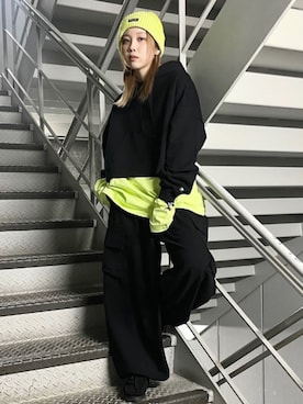 「RNA」｜「アイテム（ニットキャップ/ビーニー）」を使った、RNA MEDIA ZOZOTOWN STAFFさん（レディース・160cm）の冬コーディネート