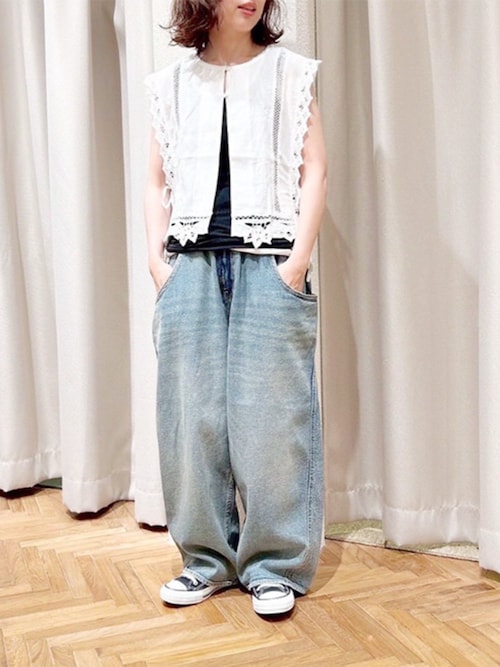 セール】R4361 前ポケットがダブルなバギーパンツ（デニムパンツ  