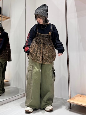 「RNA」｜「アイテム（ニットキャップ/ビーニー）」を使った、RNA MEDIA ZOZOTOWN STAFFさん（レディース・153cm）の春コーディネート
