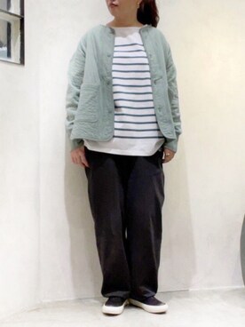 tシャツ M1988 度詰バスクボーダーＴ レディース M1988 度詰バスクボーダーTを使ったレディース人気ファッション