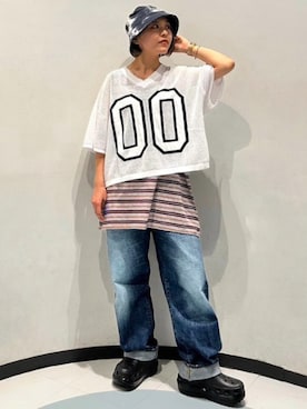 「RNA」｜「アイテム（帽子）」を使った、RNA MEDIA ZOZOTOWN STAFFさん（レディース・158cm）の夏コーディネート