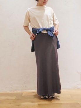 「RNA-N（アールエヌエーエヌ）のM2643 脱脂天竺ルーズT（Tシャツ/カットソー、ホワイト系）」を使った、RNA MEDIA ZOZOTOWN STAFFさん（レディース・156cm）の春コーディネート