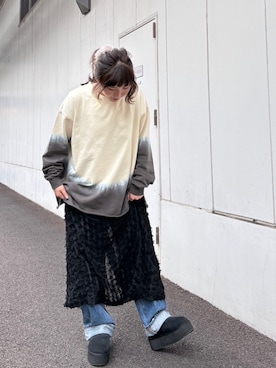 「RNA」｜「アイテム（スウェット）」を使った、RNA MEDIA ZOZOTOWN STAFFさん（レディース・160cm）の冬コーディネート