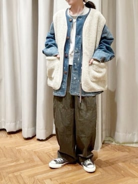 「アイテム（カバーオール）」を使った、RNA MEDIA ZOZOTOWN STAFFさん（レディース・156cm）の冬コーディネート