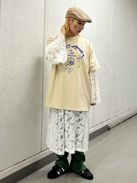 「ハンチング」｜「アイテム（ワンピース）」を使った、RNA MEDIA ZOZOTOWN STAFFさん（レディース・160cm）の春コーディネート