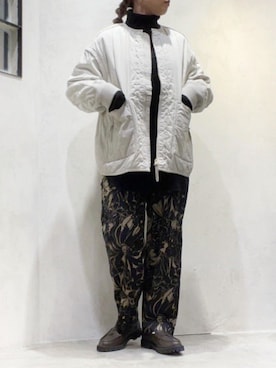 「ハイネックトップス」｜「アイテム（ノーカラージャケット）」を使った、RNA MEDIA ZOZOTOWN STAFFさん（レディース・162cm）の冬コーディネート