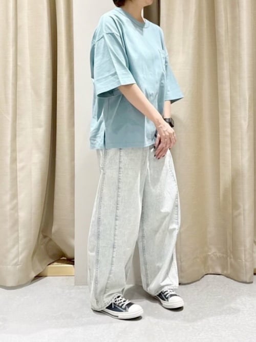 セール】R4314 ケミカル加工のワイドストレートパンツ（デニム