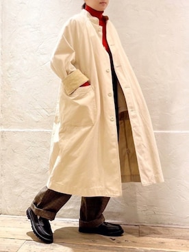 「ハイネックトップス」｜「アイテム（ステンカラーコート）」を使った、RNA MEDIA ZOZOTOWN STAFFさん（レディース・155cm）の冬コーディネート