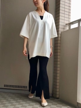 「アイテム（レインシューズ、ホワイト系）」を使った、メリアさん（レディース・162cm）の夏コーディネート