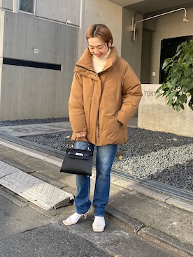 「155㎝コーデ」｜「アイテム（ジャケット/アウター）」を使った、nol nojiriさん（レディース・155cm）の冬コーディネート