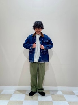 「アイテム（カバーオール）」を使った、よねさん（メンズ・172cm）の秋コーディネート