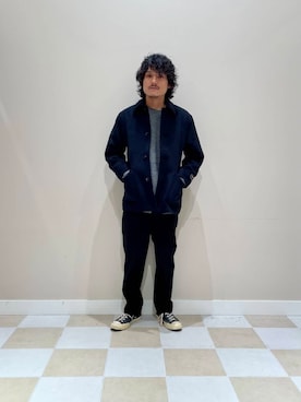 「クルーネックニット」｜よねさん（メンズ・172cm）の秋コーディネート