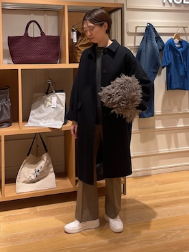 「アイテム（ステンカラーコート）」を使った、nol sachiさん（レディース・164cm）の秋コーディネート