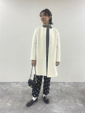 「NOLLEY’S Sophi（ノーリーズソフィ）のアイテム（ノーカラーコート）」を使った、nol sachiさん（レディース・164cm）の秋コーディネート