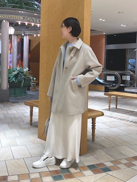 「アイテム（ステンカラーコート）」を使った、nol sachiさん（レディース・164cm）の秋コーディネート