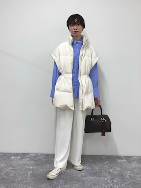 「TAION（タイオン）のアイテム（ダウンベスト）」を使った、nol sachiさん（レディース・164cm）の秋コーディネート