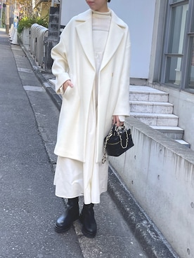 「NOLLEY’S Sophi（ノーリーズソフィ）のアイテム（チェスターコート）」を使った、nol sachiさん（レディース・164cm）の冬コーディネート