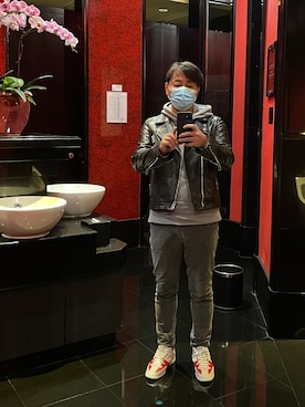 「Paul Smith（ポールスミス）のアイテム（ライダースジャケット）」を使った、yamchabaseさん（メンズ・169cm）の冬コーディネート