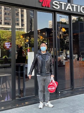 「Paul Smith（ポールスミス）のアイテム（ライダースジャケット）」を使った、yamchabaseさん（メンズ・169cm）の冬コーディネート