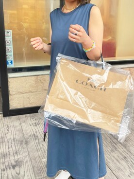 「UNIQLO（ユニクロ）のアイテム（ワンピース、ブルー系）」を使った、ayakaさん（レディース・153cm）の夏コーディネート