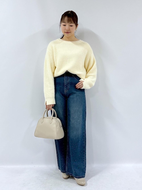 fluffy knitフラッフィーニット/ふわふわMIXフェザーニットプル