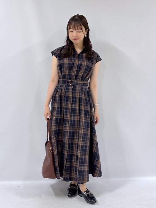 【タグ付き新品】ROPE ロペ／ワンピース／濃紺／38（M相当） ロペピクニック ROPE Picnic ピンタックワンピース ロング 六分