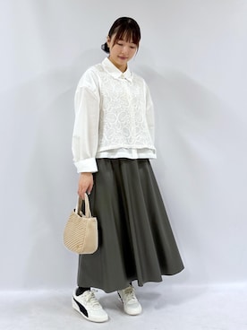 「ROPE' PICNIC（ロペピクニック）のキルティングベロアミニショルダーバッグ（ショルダーバッグ）」を使った、yaeさん（レディース・148cm）の秋コーディネート